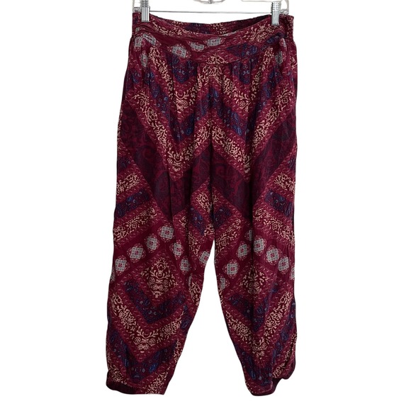 American Eagle Boho Harem Pants Elastic Waist Patterned Casual L Summer Festival - Picture 1 of 13